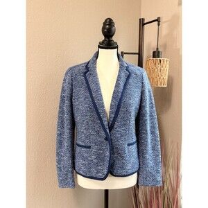 Ann Taylor Women's Blue Tweed Blazer Jacket, Size 4P EUC